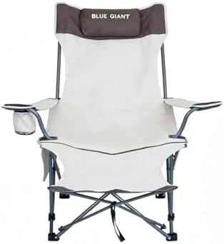 2 Pack Adjustable Folding Camping Chairs with Detachable Footrest and Headrest, Lightweight and Portable, Ideal for Hiking, Travel, Fishing and Outdoor Activities (Beige)