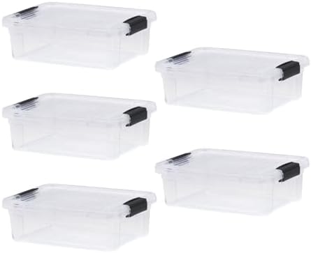 Superio 4.5 Quart Clear Plastic Storage Containers with Lids, Stackable Organizer Bins, BPA-Free Storage Boxes for Home, Office, Dorm & Classroom, 5 Pack