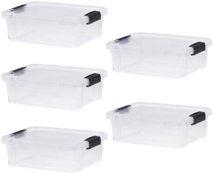Superio 4.5 Quart Clear Plastic Storage Containers with Lids, Stackable Organizer Bins, BPA-Free Storage Boxes for Home, Office, Dorm & Classroom, 5 Pack
