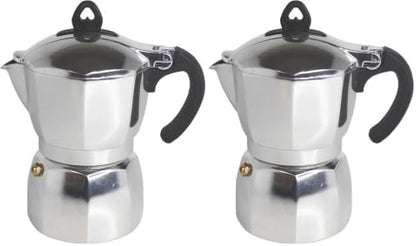 Imusa 6 Cup Stovetop Espresso Maker with Heart Shaped Knob, Silver (Pack of 2)