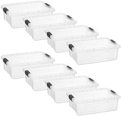 Superio 7.4 Quart Clear Plastic Storage Bin with Lid, Stackable Organizer Box, BPA-Free Storage Container for Home, Garage, School & Office, 8 Pack