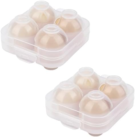 4 Girds E Holder Conggtainer, Plastic Egg Storage Box Shockproof Protection, Portable Egg Tray Carriage Dispenser for Refrigerator Camping Picnic Travel Kitchen Outdoor (Transparent 2 Pcs)