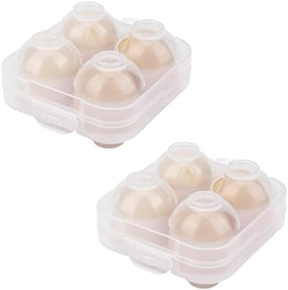 4 Girds E Holder Conggtainer, Plastic Egg Storage Box Shockproof Protection, Portable Egg Tray Carriage Dispenser for Refrigerator Camping Picnic Travel Kitchen Outdoor (Transparent 2 Pcs)