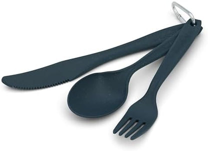 Coghlan’s Camp Cutlery Set – Lightweight, Durable & Eco-Friendly – Wheat Straw Bio-Infused – Full-Sized Knife, Fork & Spoon with Carabiner – BPA-Free, Dishwasher Safe Camping Utensils