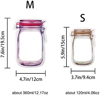 40 Pcs Mason Jar Zipper Bags Reusable Snack Bags with Zipper Seals for Kitchen Travel Camping Picnic Organizer (8S 12M 14L 6T)