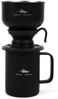 Pour over coffee maker, 12 oz insulated mug with lid, stainless steel reusable coffee filter, BPA-Free, (Black)