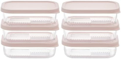 Glass Food Storage Containers with Lids — 12 Piece — 17.6 oz Glass with BPA-Free Leak Resistant Stackable Lids — Microwave, Oven & Dishwasher Safe — Ideal for Meal Prep & More - Berry Blush