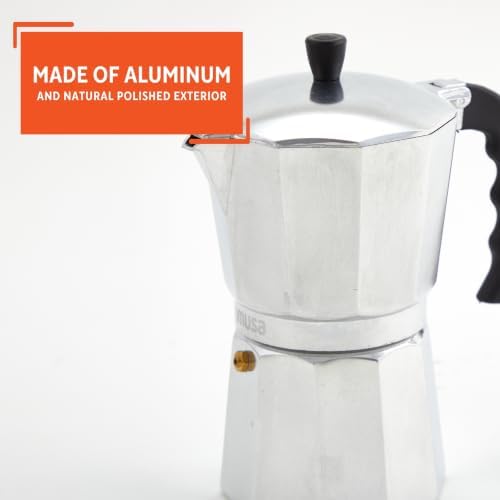 IMUSA 12 Cup Cast Aluminum Stovetop Coffee Maker with Cool-touch Handle