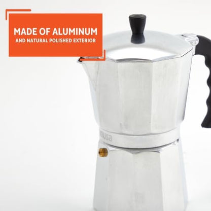 IMUSA 12 Cup Cast Aluminum Stovetop Coffee Maker with Cool-touch Handle
