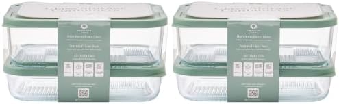 12-Piece Airtight Borosilicate Glass Food Storage Containers with Snap Lids, 25.35oz & 40.57oz Mixed Sizes in Soft Sage by Container Culture by DuraLiving