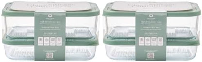 12-Piece Airtight Borosilicate Glass Food Storage Containers with Snap Lids, 25.35oz & 40.57oz Mixed Sizes in Soft Sage by Container Culture by DuraLiving