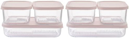 Glass Food Storage Containers with Lids — 12 Piece — 26.5 oz & 40.57 oz Glass with BPA-Free Leak Resistant Stackable Lids — Microwave, Oven & Dishwasher Safe — Ideal for Meal Prep & More Berry Blush