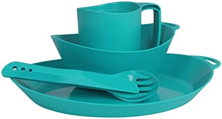 Lifeventure Ellipse Plastic 4-Piece Tableware Set: Knife/Fork/Spoon, Plate, Bowl, Mug for Camping, Travel & Outdoor