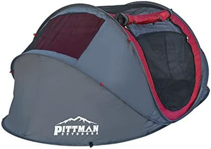 Pop Up Tent for Camping - 3 Second EZ up, Easy Set Up Instant Pop Up Tents 4 Person - Waterproof, Quick Setup & Pops Up for Outdoor Family Camping - Portable Disc Bag - 9’ x 6.6’ x 3.2’ - PPI-POPUP4X