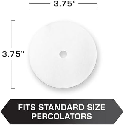 COLETTI Percolator Coffee Filters — Disc Coffee Filters For Percolators – For Bozeman, Butte, & Scoutmaster Camping Coffee Pot – Medical Grade Fiber, Perfectly Tasteless [100 pack, Synthetic, 3.75”]