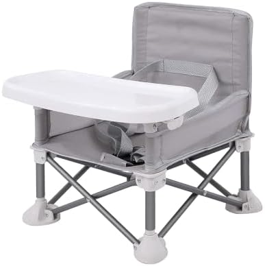 PandaEar Portable Baby Seat Travel| Compact Fold with Straps for Indoor/Outdoor Use| Great for Camping, Beach, Lawn |Toddlers, Kids, Boys, Girls (Without Placemat, Grey)