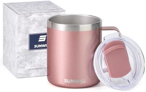 SUNWILL Travel Coffee Mug with Lid, 14 oz Insulated Stainless Steel