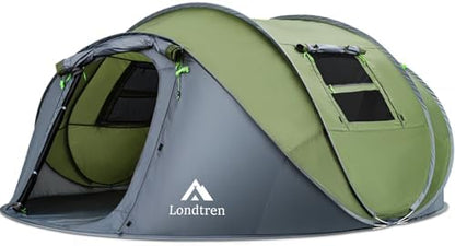 4 Person Easy Pop Up Tent Waterproof Automatic Setup 2 Doors-Instant Family Tents for Camping Hiking & Traveling