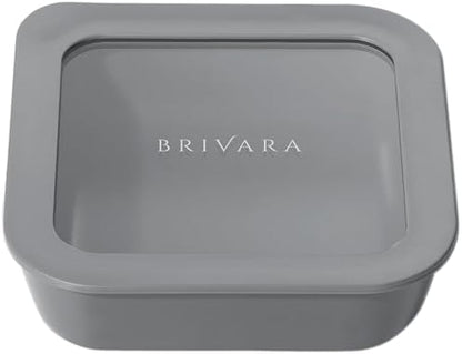 Glass Food Storage Container with Lid, 2.5-Cup Small Square | Microwave-Safe Airtight Lid, Oven-Safe Ceramic-Coated Glass | Zero Plastic, No PFAS/PFOA/BPA, Reusable [Smoke]