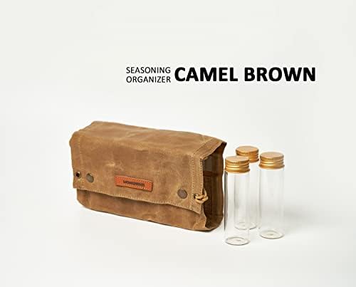 Camping Spice Kit, 9 Jars with Labels & Funnel (CAMEL BROWN)