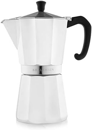 Bellemain Stovetop Espresso Maker, Italian Moka Pot, 9-Cup White