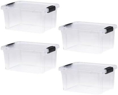Superio 6.6 Quart Clear Plastic Storage Boxes with Lids, Stackable Organizer Containers, BPA-Free Storage Bins for Home, Office, School & Dorm, 4 Pack