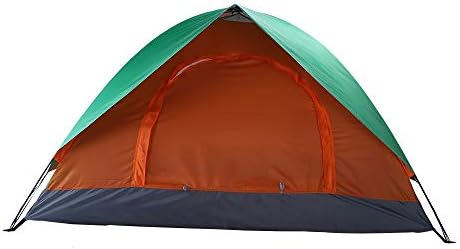 2 Person Double Door Camping Dome Tent Orange Green Waterproof Easy Setup Portable Family Outdoor Windproof Backpacking Shelter with Carry Bag for Hiking Travel
