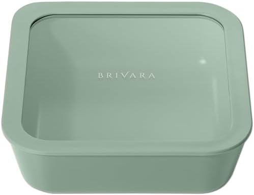 Glass Food Storage Container with Lid, 8-Cup Large Square | Microwave-Safe Airtight Lid, Oven-Safe Ceramic-Coated Glass | Zero Plastic, No PFAS/PFOA/BPA, Reusable [Willow]