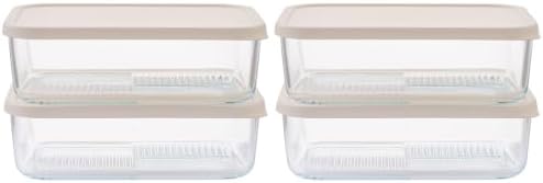 Glass Food Storage Containers with Lids — 8 Piece — 57.5 oz Glass with BPA-Free Leak Resistant Stackable Lids — Microwave, Oven & Dishwasher Safe — Ideal for Meal Prep & More - Vanilla Mist