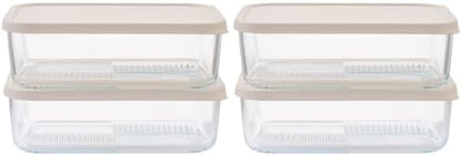 Glass Food Storage Containers with Lids — 8 Piece — 57.5 oz Glass with BPA-Free Leak Resistant Stackable Lids — Microwave, Oven & Dishwasher Safe — Ideal for Meal Prep & More - Vanilla Mist
