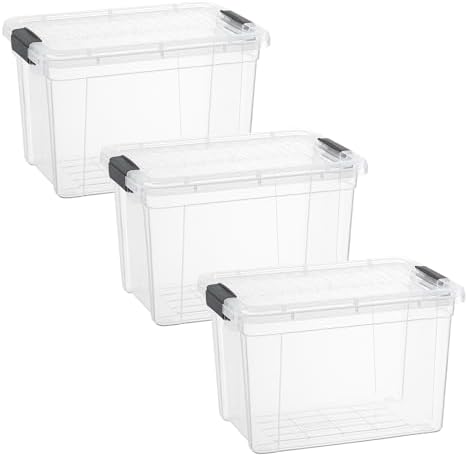 Superio 8.7 Quart Clear Plastic Storage Boxes with Lids, Stackable Organizer Containers, BPA-Free Storage Bins for Home, Office, School & Dorm, 3 Pack