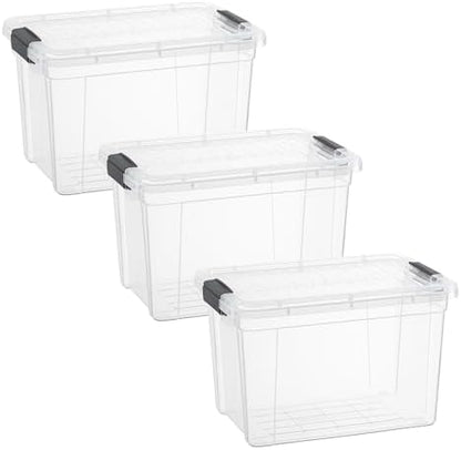 Superio 4.75 Quart Clear Plastic Storage Boxes with Lids, Stackable Organizer Containers, BPA-Free Storage Bins for Home, Office, School & Dorm, 3 Pack