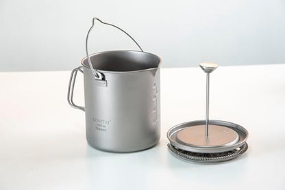 Titanium French Press Pot 1000mL/35 fl ozCoffee Maker Camping with Lid and Filter Titanium French Press Cup Backpacking for Outdoor Hiking Camp (1000ml)