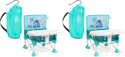 Bright Starts Disney Stitch Pop 'N Sit Portable Booster, Indoor/Outdoor Use, Floor Seat with Feeding Tray, Blue, 6 Mos - 3 Yrs (Pack of 2)