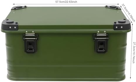 Aluminum Storage Box with Lid, 50L/13.21Gal Heavy Duty Overland Storage Box Stackable Trunk Organizer with Handles & Latches for Truck Bed SUV Camping Outdoor Home Organization