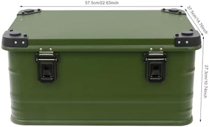 Aluminum Storage Box with Lid, 50L/13.21Gal Heavy Duty Overland Storage Box Stackable Trunk Organizer with Handles & Latches for Truck Bed SUV Camping Outdoor Home Organization