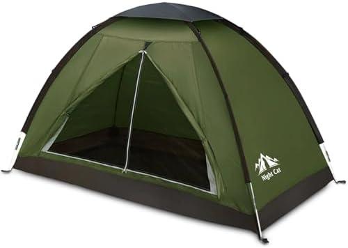 Night Cat Backpacking Tent for One 1 to 2 Persons Lightweight Waterproof Camping Hiking Tent for Adults Kids Scouts Easy Setup Single Layer 2.2x1.2m