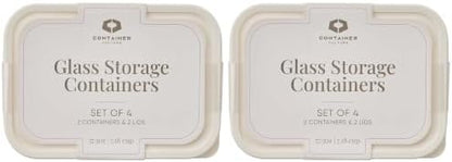 Glass Food Storage Containers with Lids — 8 Piece — 57.5 oz Glass with BPA-Free Leak Resistant Stackable Lids — Microwave, Oven & Dishwasher Safe — Ideal for Meal Prep & More - Vanilla Mist