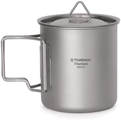TOMSHOO 450ml/15oz Titanium Mug Camping Titanium Pot with Lid