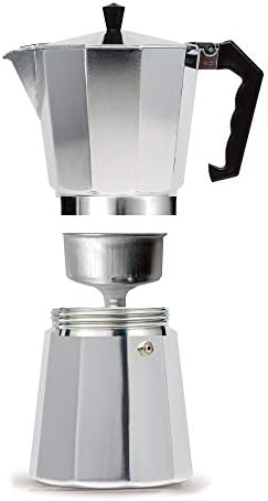 Primula Classic Stovetop Espresso and Coffee Maker, Moka Pot for Italian and Cuban Café Brewing, Greca Coffee Maker, Cafeteras, 12 Espresso Cups, Silver