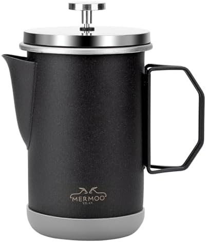 MERMOO YILAN French Press 1000ml, Camping Coffee Press, Foldable Handle
