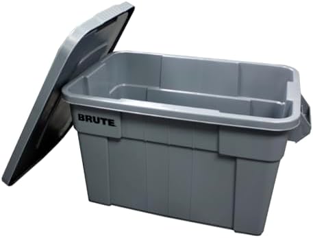 Rubbermaid Commercial Products BRUTE Tote Storage Container with Lid-included, 20-Gallon, Gray, Rugged/Reusable Boxes for Moving/Storing in Garage/Basement/Attic/Jobsite/Truck/Camping (FG9S3100GRAY)