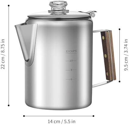 Coffee Percolator with 100pcs Coffee Filters - 12 Cups | Durable Stainless Steel Material Camping Coffee Pot| Brew Coffee On Fire, Grill or Stovetop | Ideal for Home, Camping
