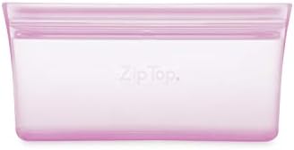 Zip Top Reusable Food Storage Bags | Snack Bag [Lavender] | Silicone Meal Prep Container | Microwave, Dishwasher and Freezer Safe | Made in the USA