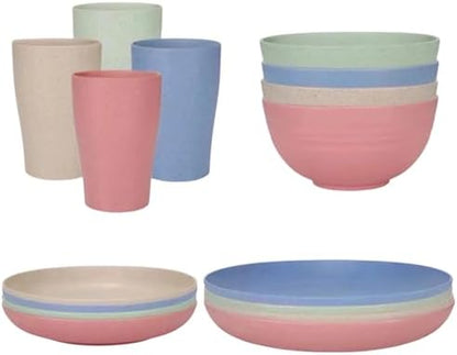 Wheat Straw Tableware Set, 16 Pieces (for 4 People)