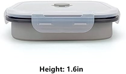 CARTINTS Large 1200ml Collapsible Bowls with Lids, Silicone Food Storage Containers, Space-Saving Meal Prep Containers For Kitchen and Outdoors Camping, Set of 3, Grey