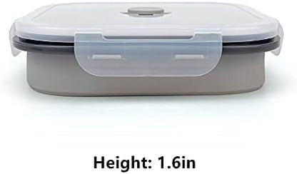 CARTINTS Large 1200ml Collapsible Bowls with Lids, Silicone Food Storage Containers, Space-Saving Meal Prep Containers For Kitchen and Outdoors Camping, Set of 3, Grey