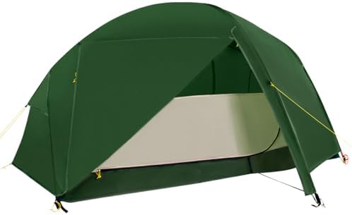 2 Person Lightweight Backpacking Tent,Ultralight Portable 20D Waterproof Nylon Tent for Camping，4.4LB 3 Season Backhiking with 7001 Aluminum Poles and V-Shaped Aluminum Floor Spike