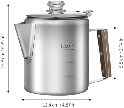 Coffee Percolator with 100pcs Coffee Filters - 6 Cups | Durable Stainless Steel Material Camping Coffee Pot| Brew Coffee On Fire, Grill or Stovetop | Ideal for Home, Camping