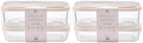 Glass Food Storage Containers with Lids — 12 Piece — 26.5 oz & 40.57 oz Glass with BPA-Free Leak Resistant Stackable Lids — Microwave, Oven & Dishwasher Safe — Ideal for Meal Prep - Vanilla Mist